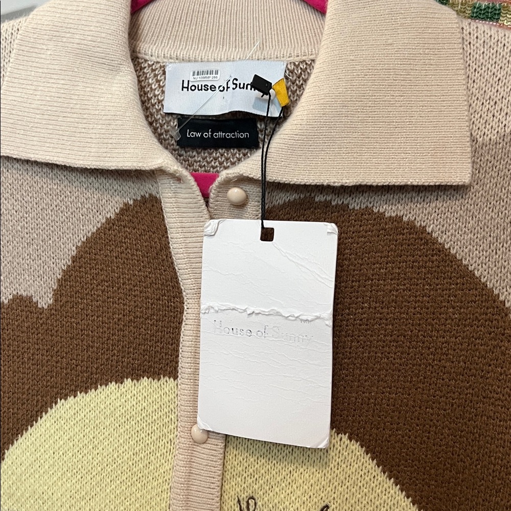 House Of Sunny The Dunes Tripper Jacquard Crop Cardigan, Sz 2 NWT - Picture 6 of 6